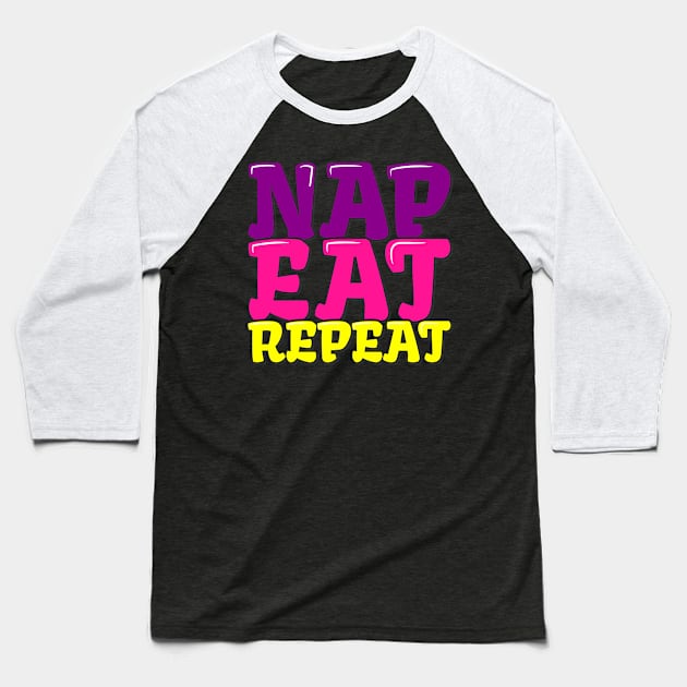 Funny Thanksgiving Nap Eat Repeat Baseball T-Shirt by ardp13